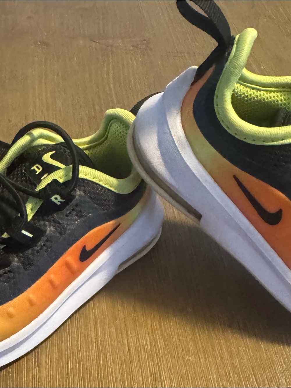 Nike Kids Black, Orange & Neon Yellow Athletic Sneakers